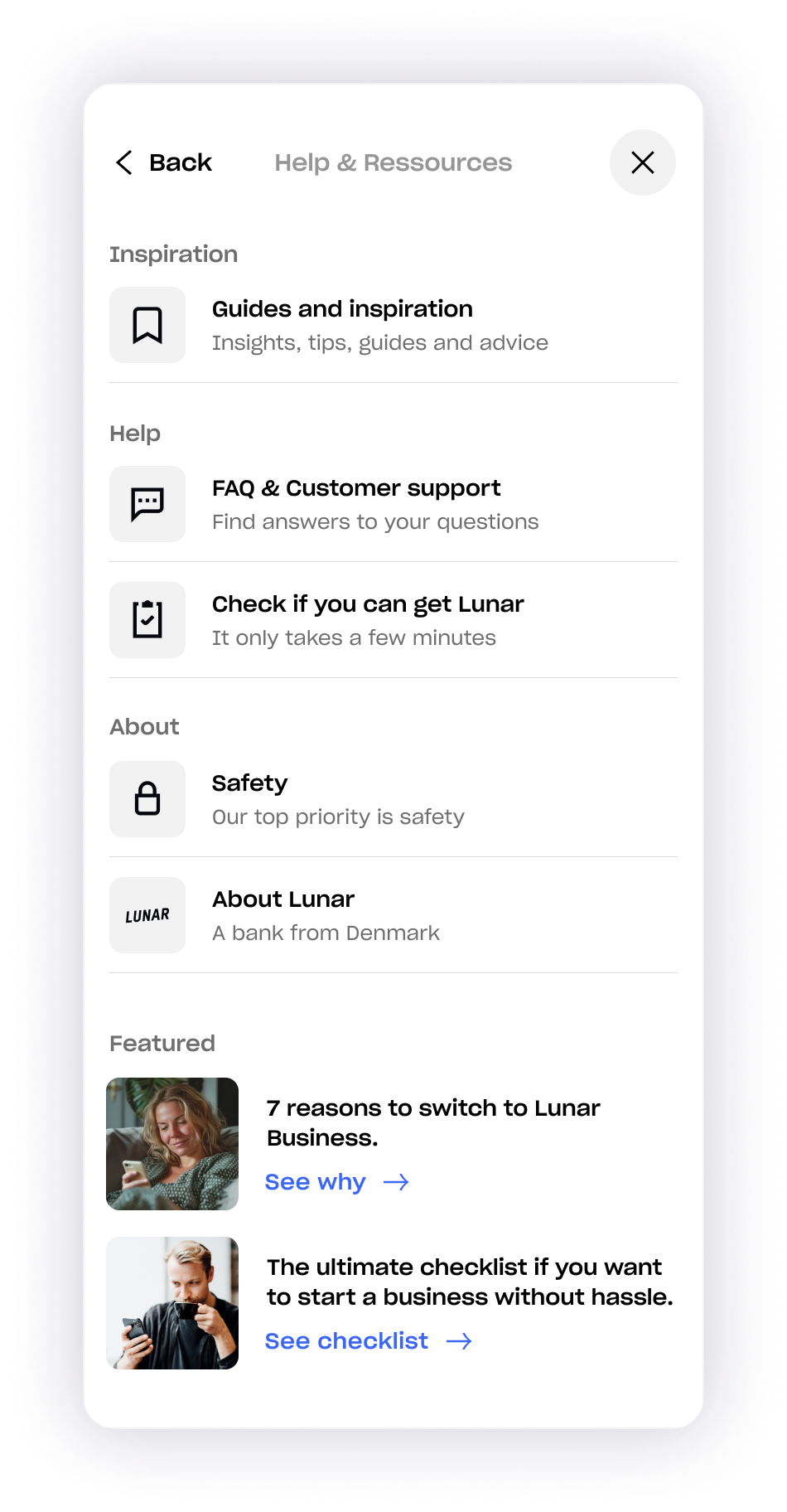 Mobile nav – Help & Ressources